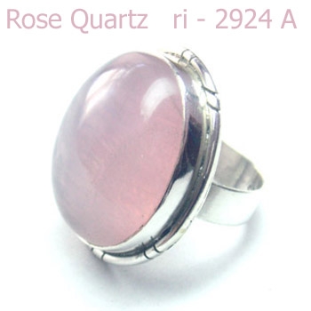 Natural rose quartz gemstone silver ring